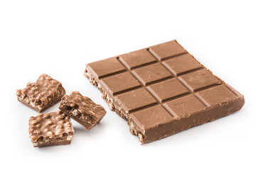 Christmas chocolate nougat isolated on white background

