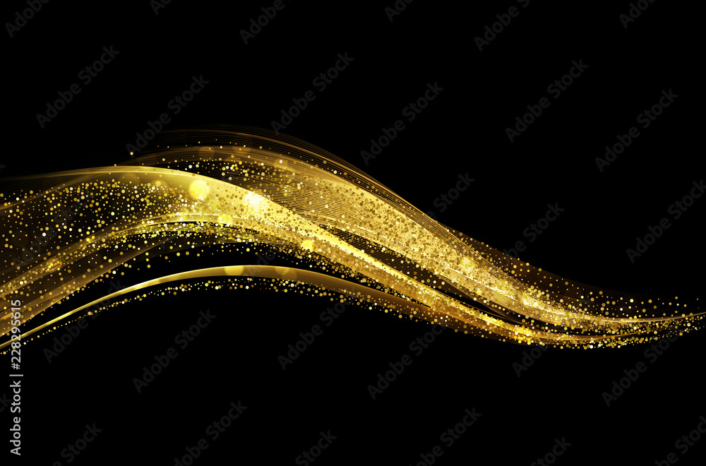 Aufkleber abstract shiny color gold wave design element