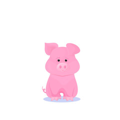 Funny pink pig cartoon character. Symbol of 2019 Chinese New Year.