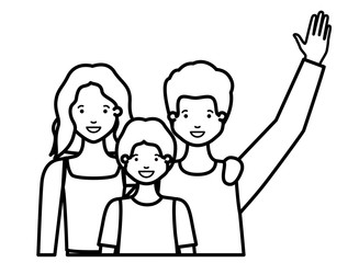 family smiling and waving avatar character