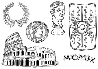 Roman Empire artefacts drawings