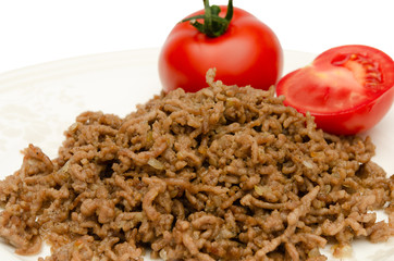 Gehacktes Fleisch gebraten Nahaufnahme
