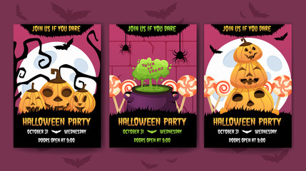Happy halloween invitation posters