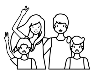family smiling and waving avatar character