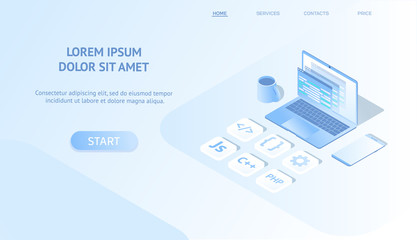 Isometric web banner development 