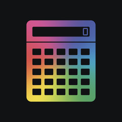 Calculator icon. Rainbow color and dark background
