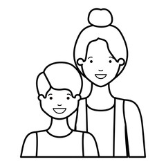 mother with her son smiling avatar character
