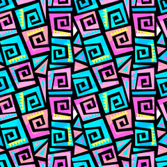 Graffiti sportswear print, youth seamless pattern, bright dynamic geometric motif