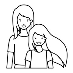 mother and daughter smiling avatar character