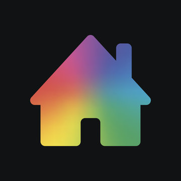 house icon. Rainbow color and dark background