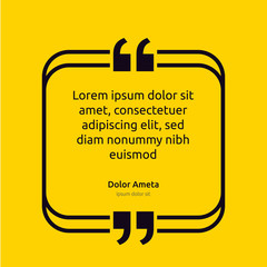 Remark quote text box poster template concept. blank empty frame citation. Quotation paragraph symbol icon. double bracket comma mark. bubble dialogue banner. typography design vector illustration.