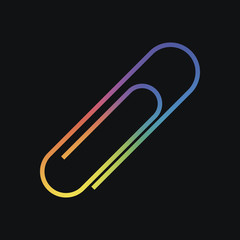 Paper clip icon. Rainbow color and dark background