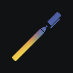 Pen or marker icon. Rainbow color and dark background