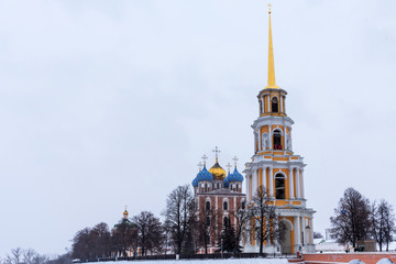 Winter panoramic view of the Ryazan Kremlin. Ryazan, Russia