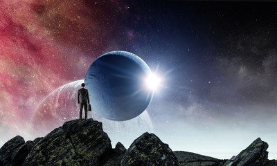 Businessman and cosmos concept
