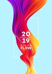 Modern colorful flow poster. Wave Liquid shape in color background. Art design for your design project. Vector illustration