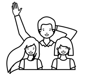 family smiling and waving avatar character