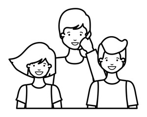 family smiling and waving avatar character