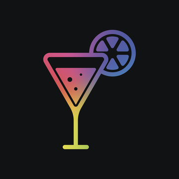 recommend clip art: cocktail with lemon slice icon. Rainbow color and dark backgroun