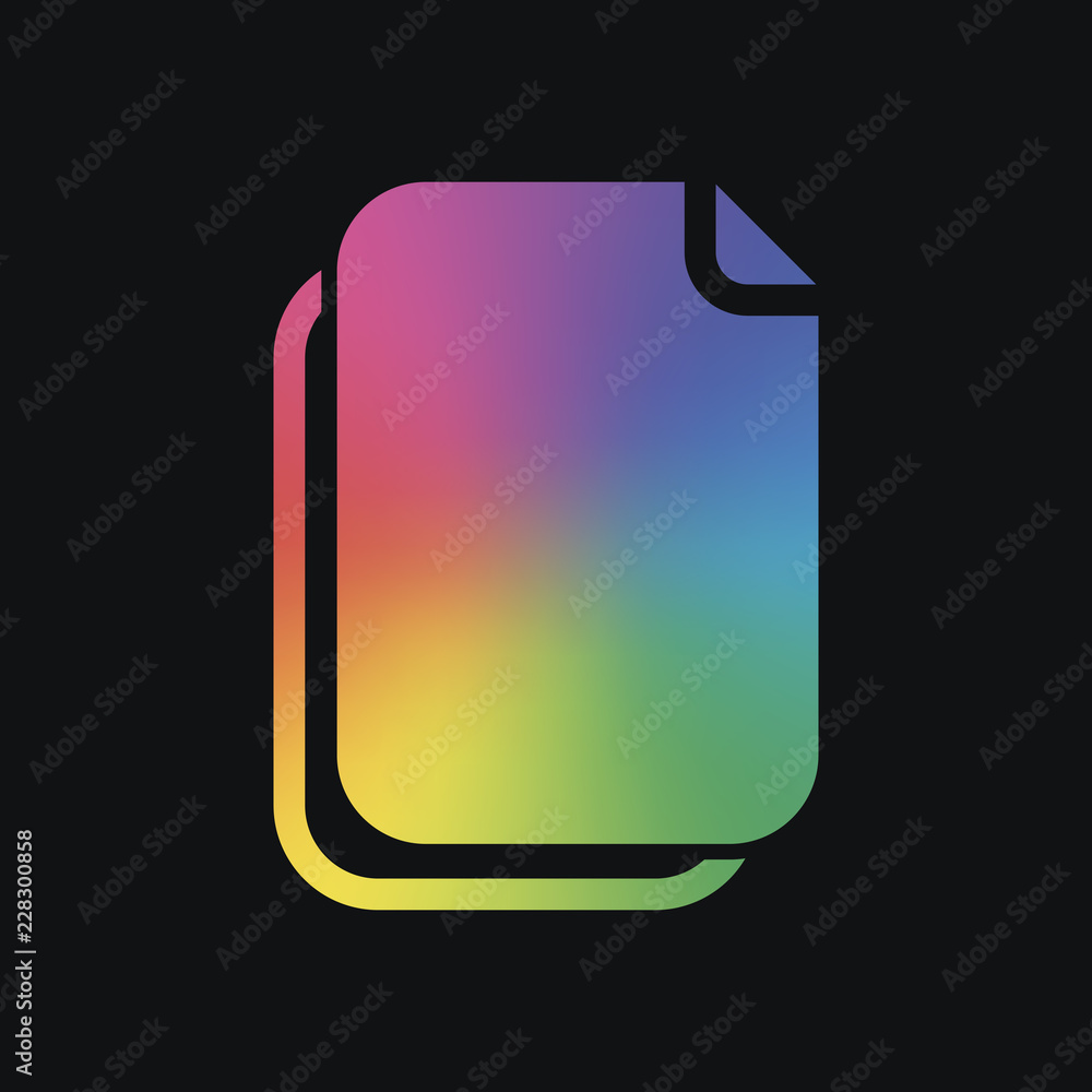 Poster document simple icon. rainbow color and dark background