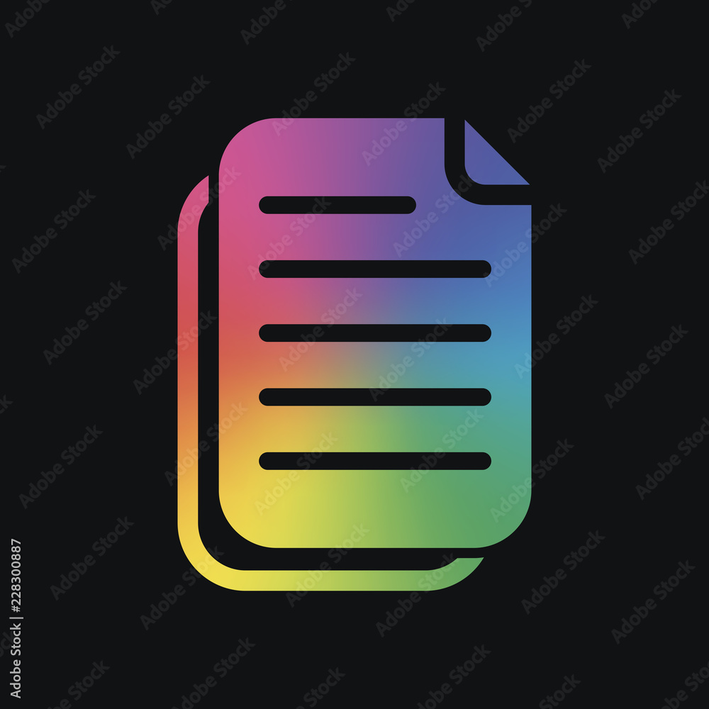 Poster document simple icon. rainbow color and dark background