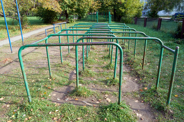 Sports complex zigzag for physical training, speed, agility, coordination. Sports ground, obstacle...