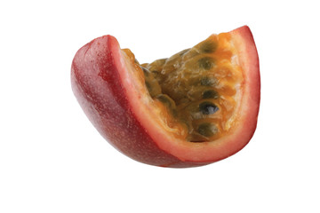 slice of passion fruit isolated on white background