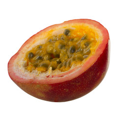 slice of passion fruit isolated on white background