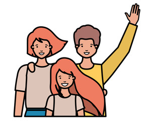 family smiling and waving avatar character