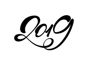 Lettering with number 2019. New Year of the Pig. Vector illustration design.