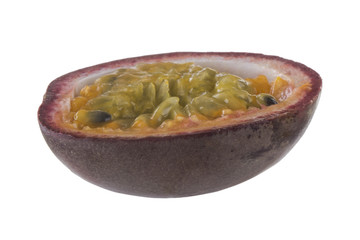 slice of passion fruit isolated on white background
