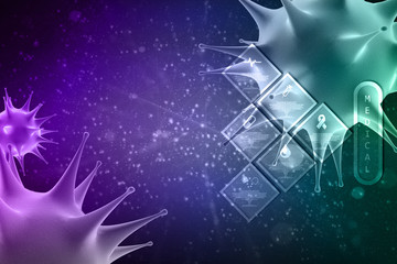 3d rendering Virus bacteria cells background