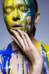 Color portrait of Girl in Paint.