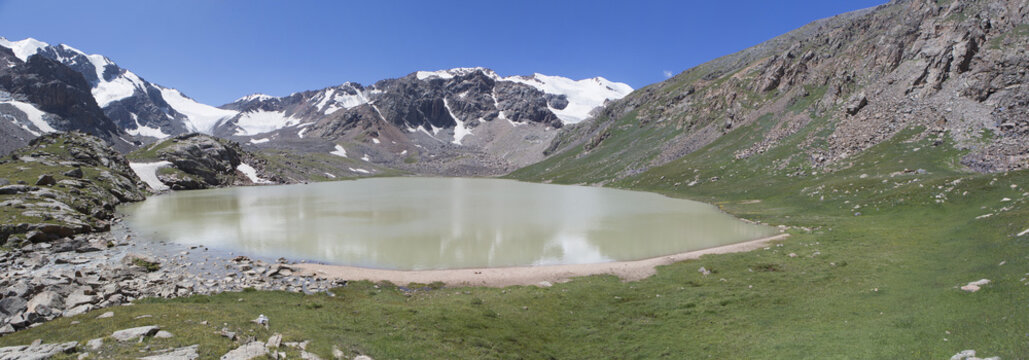 Glacier lake above Lake Kol Ukok, Kotchkor, Naryn Province, Kyrgyzstan