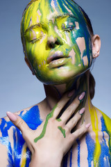 Color portrait of Girl in Paint