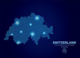 Switzerland dotted technology map. Modern data communication concept