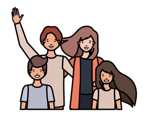 family smiling and waving avatar character