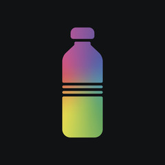 bottle of water, simple icon. Rainbow color and dark background