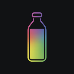 bottle of water, simple icon. Rainbow color and dark background