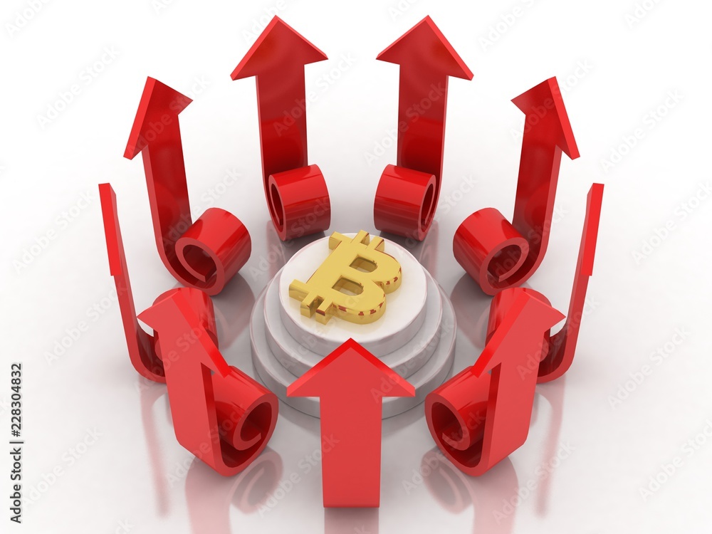 Poster 3d rendering bitcoin sign