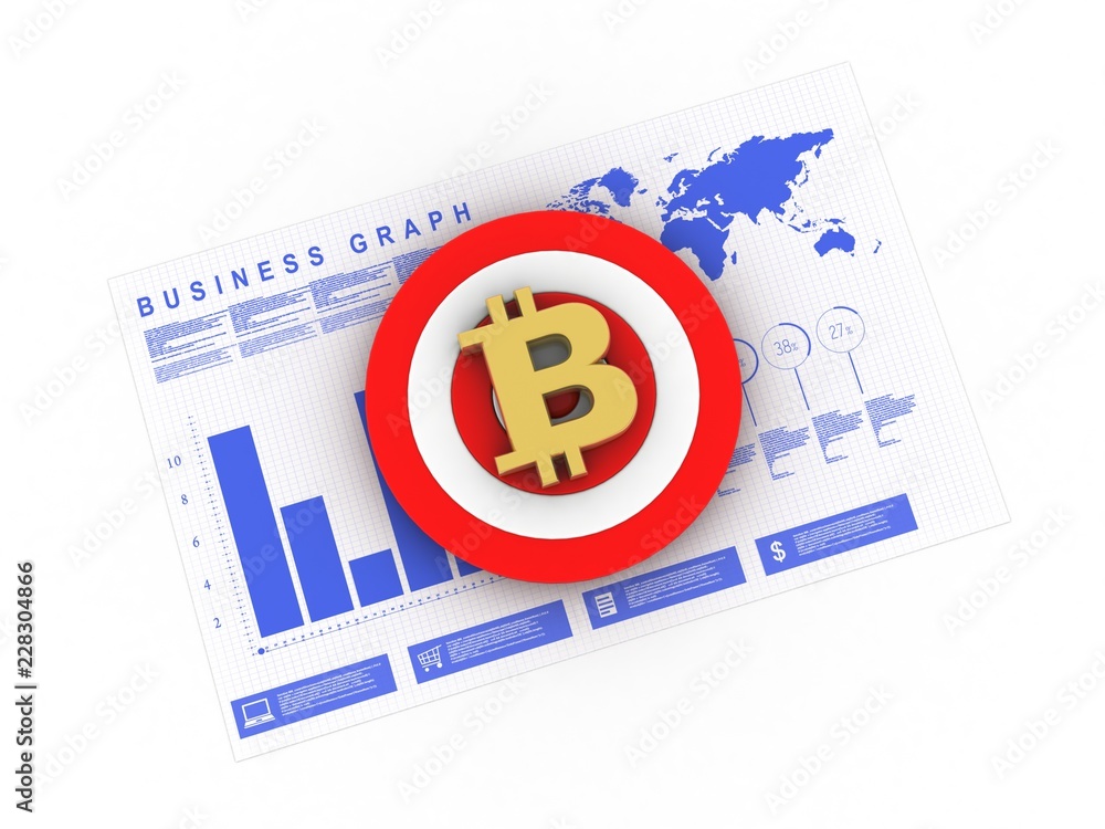 Poster 3d rendering bitcoin sign