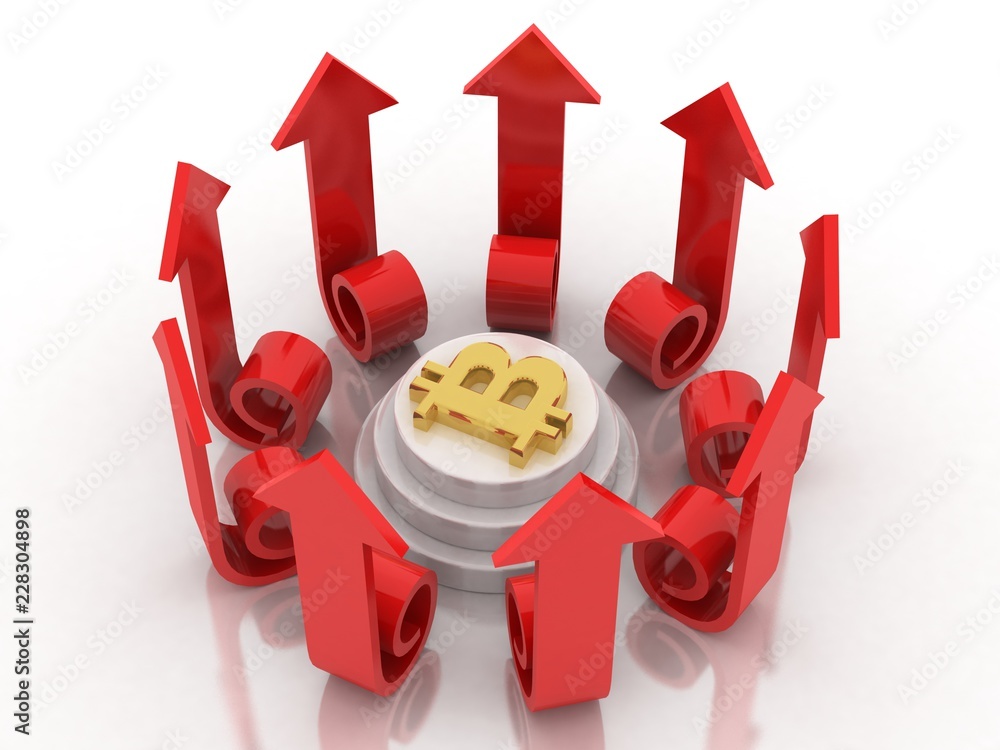 Poster 3d rendering bitcoin sign