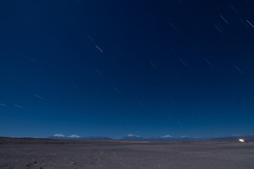 Star trails Andes Mountain