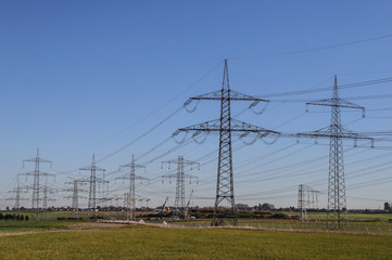 Pylons of high-voltage power lines