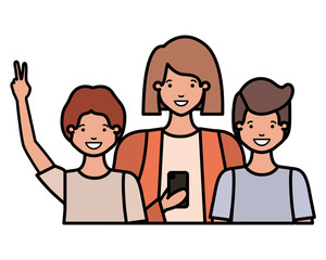 family smiling and waving avatar character