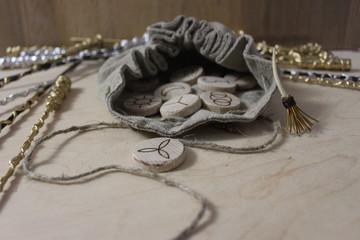 Wooden handmade witch runes