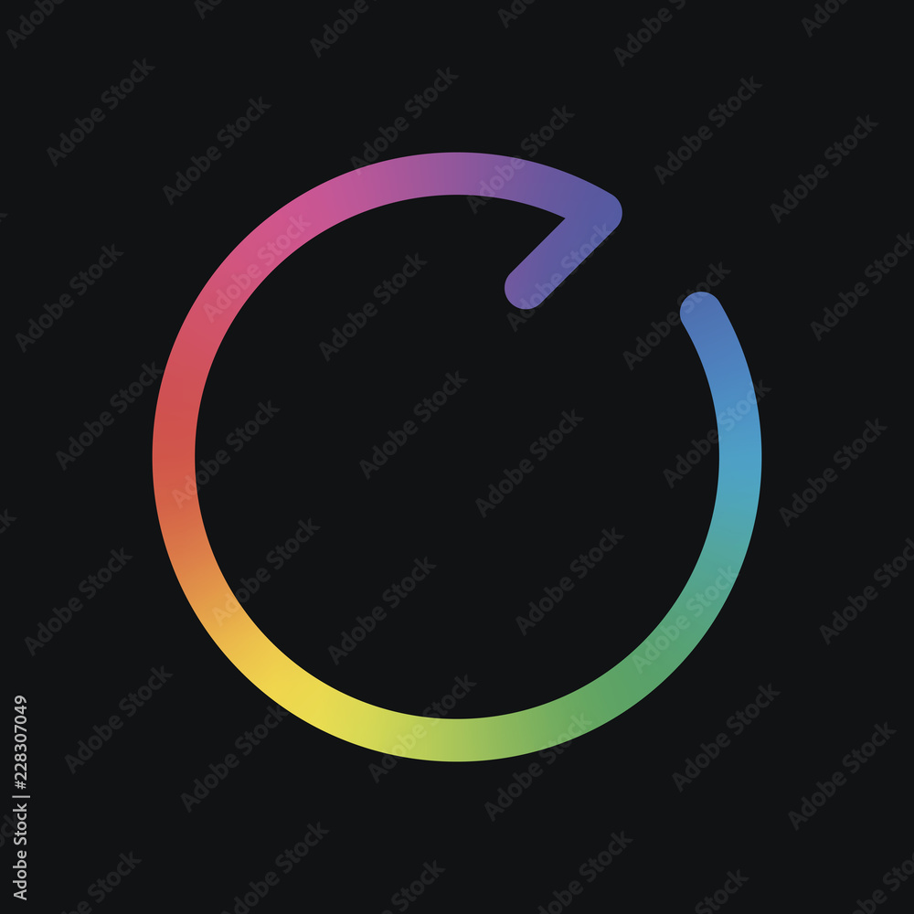 Poster simple arrow, update, reload, clockwise direction, forward. navigation icon. linear symbol with thin