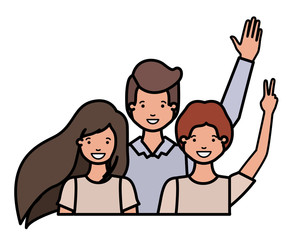 family smiling and waving avatar character