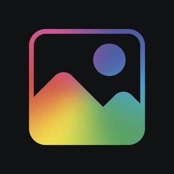 Simple picture icon. Rainbow color and dark background
