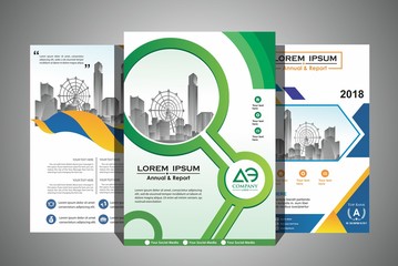A modern business cover set brochure layout with shape vector illustration and 3 color